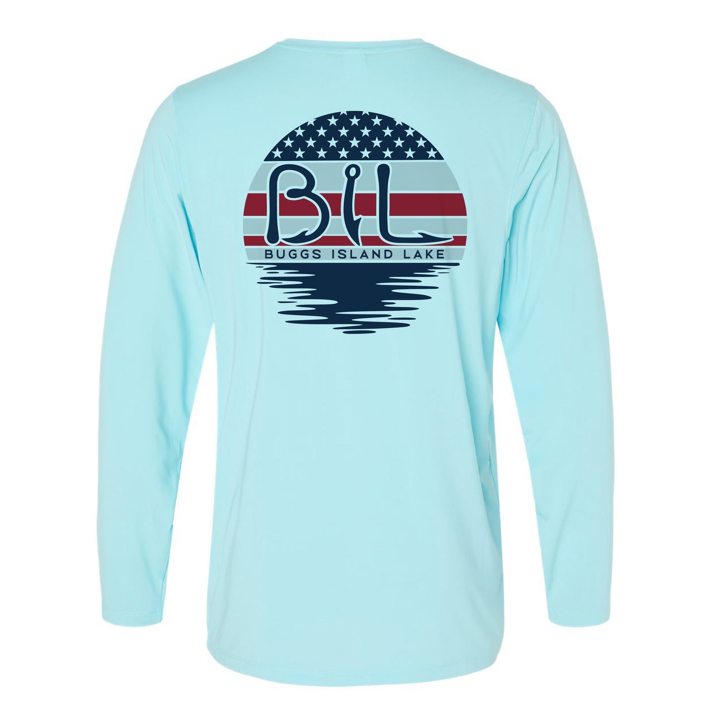 Buggs Island Lake American Flag Sunset - Unisex Performance Long Sleeve
