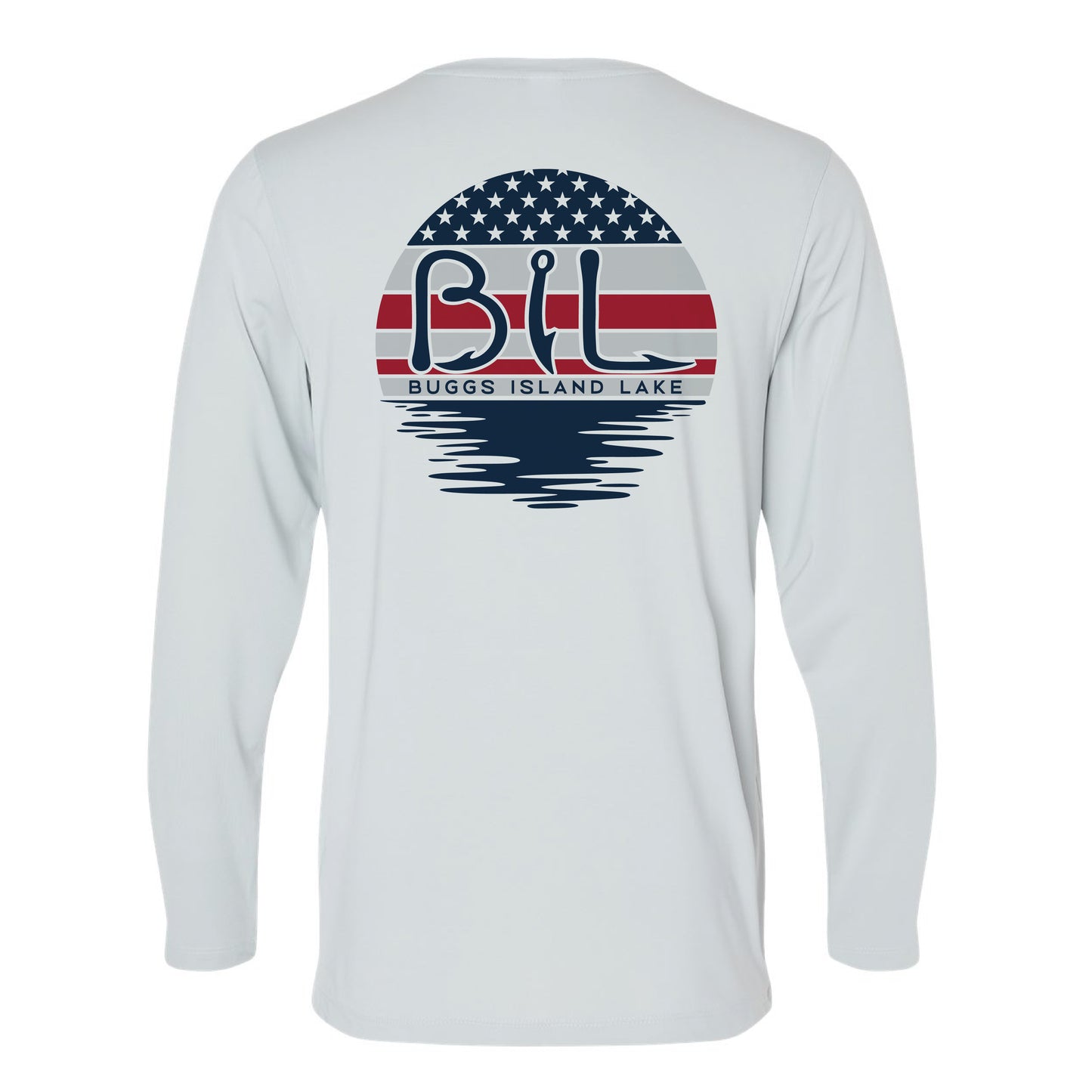 Buggs Island Lake American Flag Sunset - Unisex Performance Long Sleeve