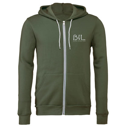 Buggs Island Lake American Flag Sunset - Premium Unisex Full-Zip Hoodie
