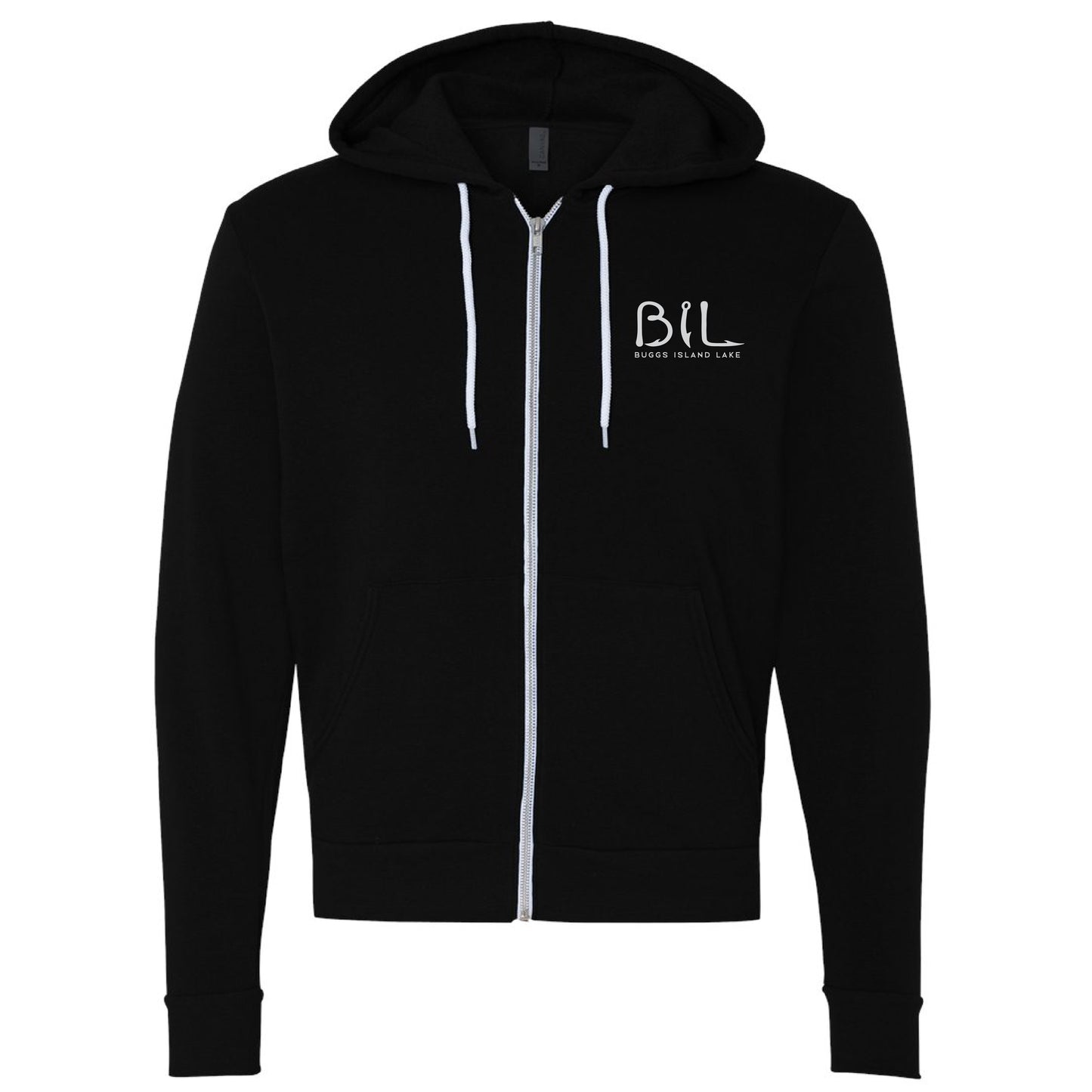 Buggs Island Lake American Flag Sunset - Premium Unisex Full-Zip Hoodie