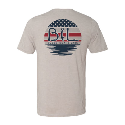Buggs Island Lake American Flag Sunset - Unisex T-Shirt