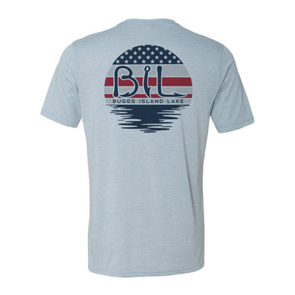 Buggs Island Lake American Flag Sunset - Unisex T-Shirt