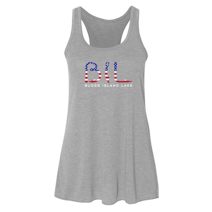 Buggs Island Lake -America BIL Logo - Women's Flowy Racerback Tank