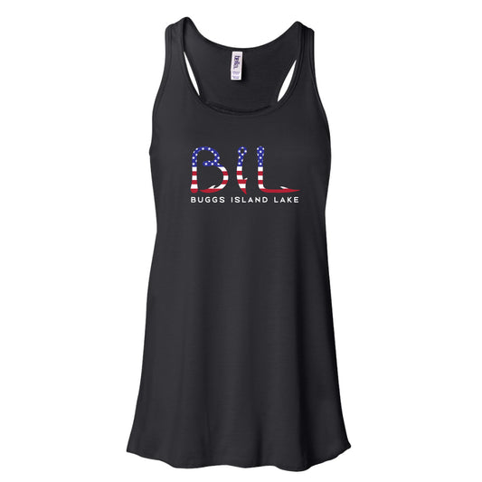 Buggs Island Lake -America BIL Logo - Women's Flowy Racerback Tank