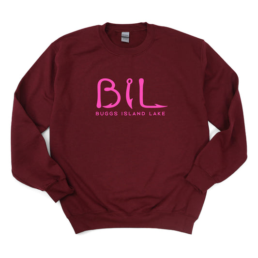 Buggs Island Lake - PINK BIL Logo - Crewneck