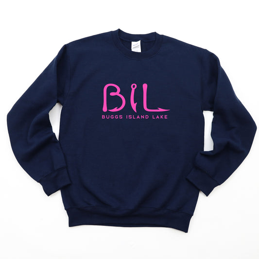 Buggs Island Lake - PINK BIL Logo - Crewneck