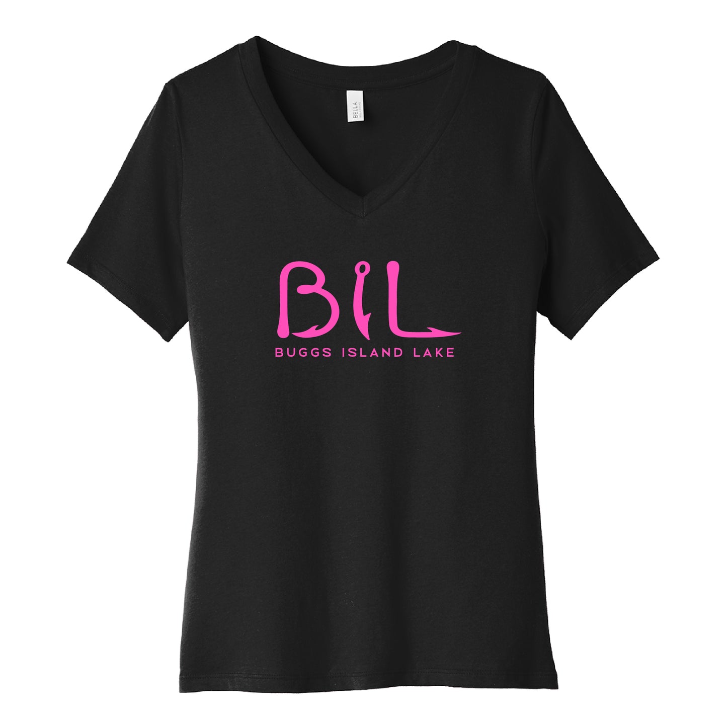 Buggs Island Lake - Women's Relaxed Jersey V-Neck Logo T-Shirt