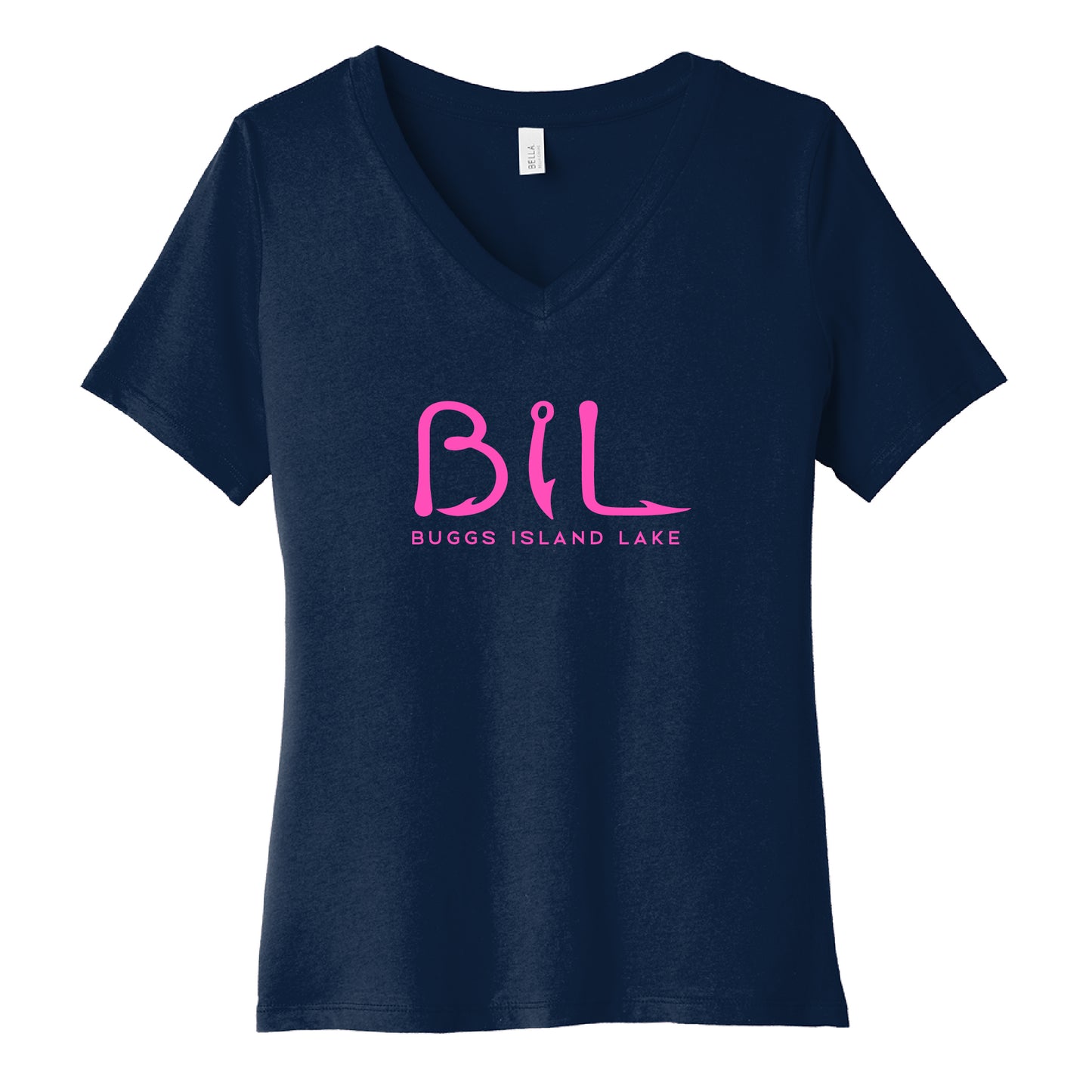 Buggs Island Lake - Women's Relaxed Jersey V-Neck Logo T-Shirt