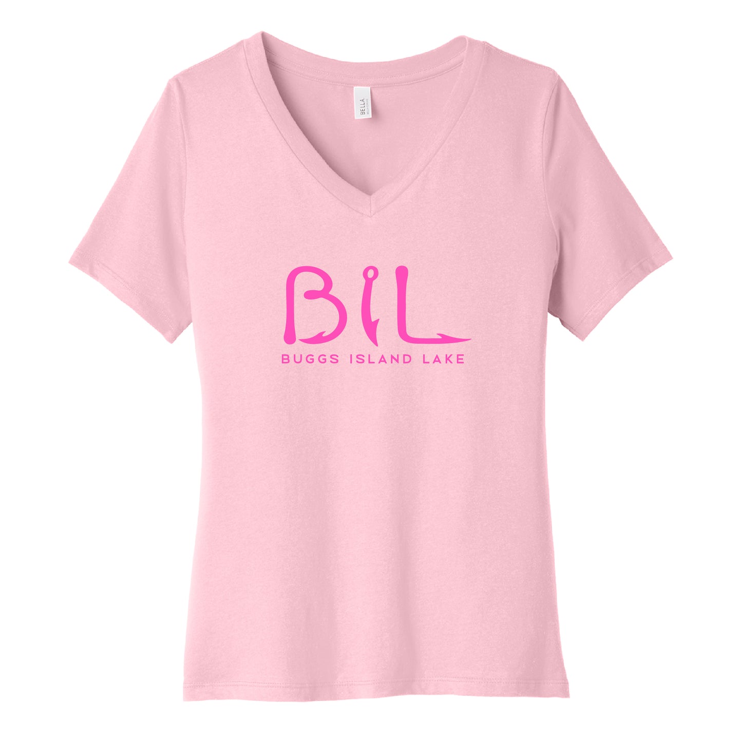 Buggs Island Lake - Women's Relaxed Jersey V-Neck Logo T-Shirt