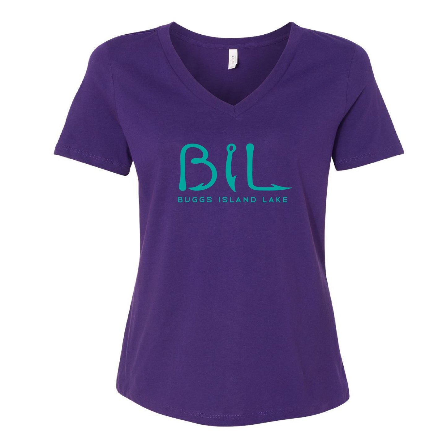 Buggs Island Lake - Women's Relaxed Jersey V-Neck Logo T-Shirt