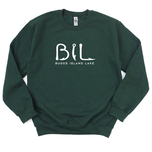 Buggs Island Lake - WHITE BIL Logo - Crewneck