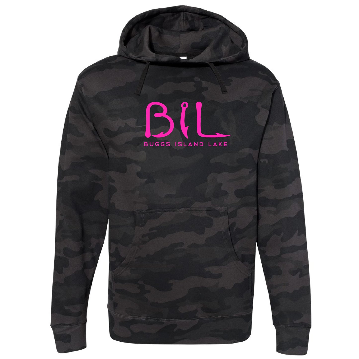 Buggs Island Lake - Women’s Black Camo Cropped Hoodie