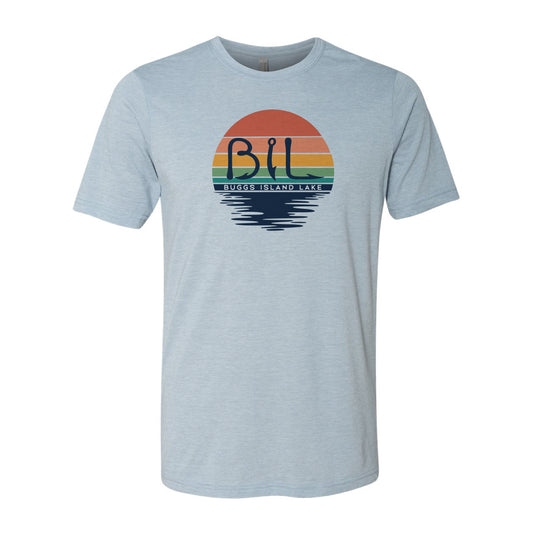 Gray t-shirt with a colorful 'BIL' logo on a white background