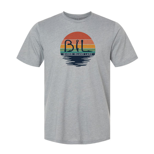 Gray t-shirt with a colorful 'BIL' logo on a white background